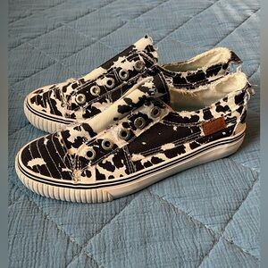 Black and White Cow Print Sneakers